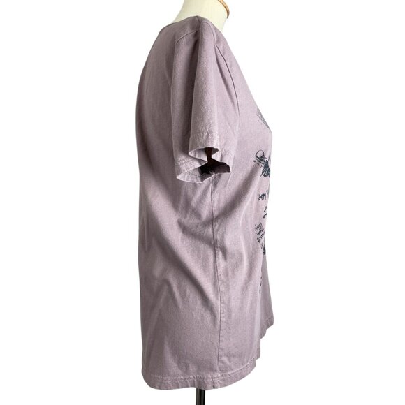 H&M Tshirt Mens Size M Dusty Purple Guitars Bikes Cars Graffiti - Picture 2 of 12